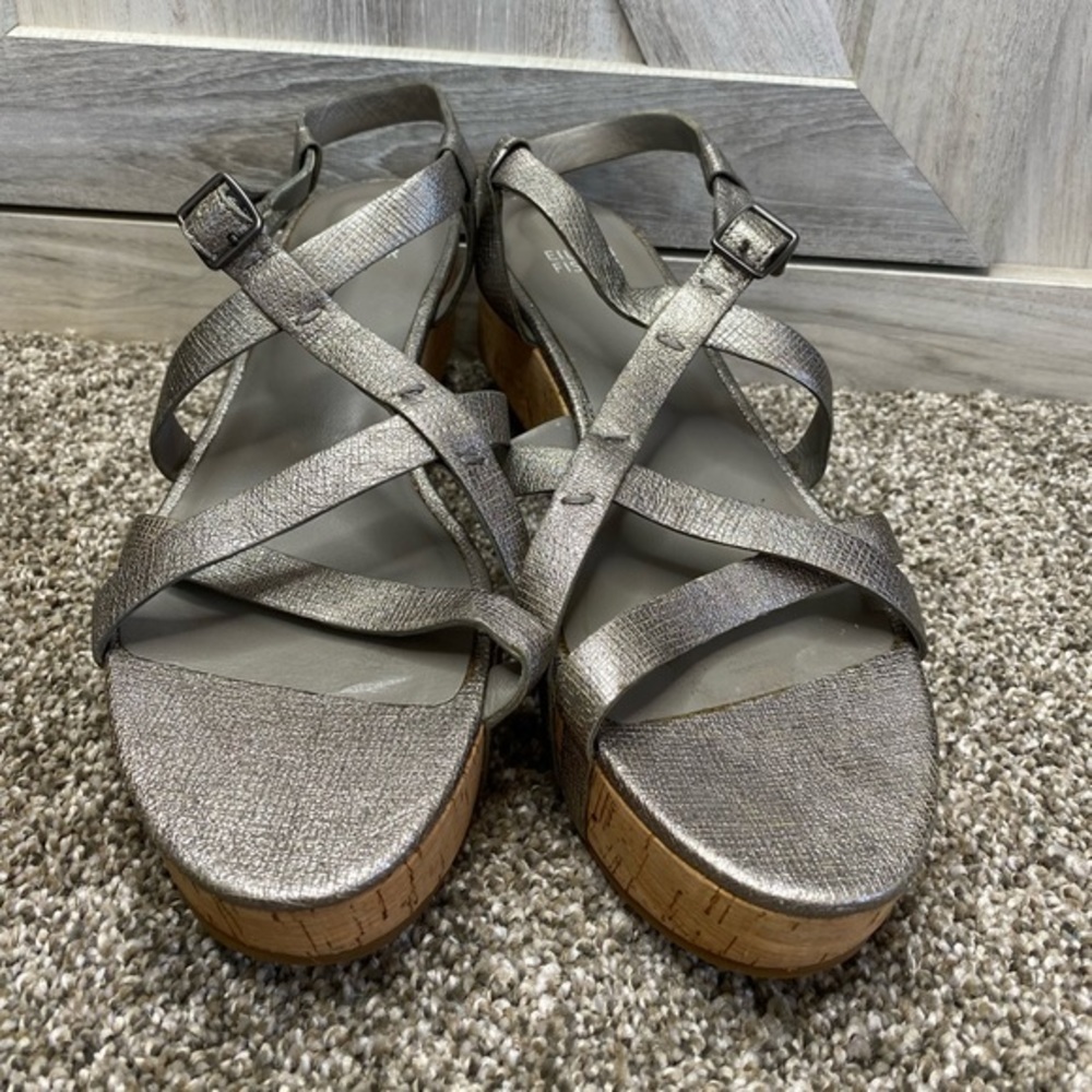 Eileen Fisher “Array” Strappy Cork Wedge Sandal 8 - image 8